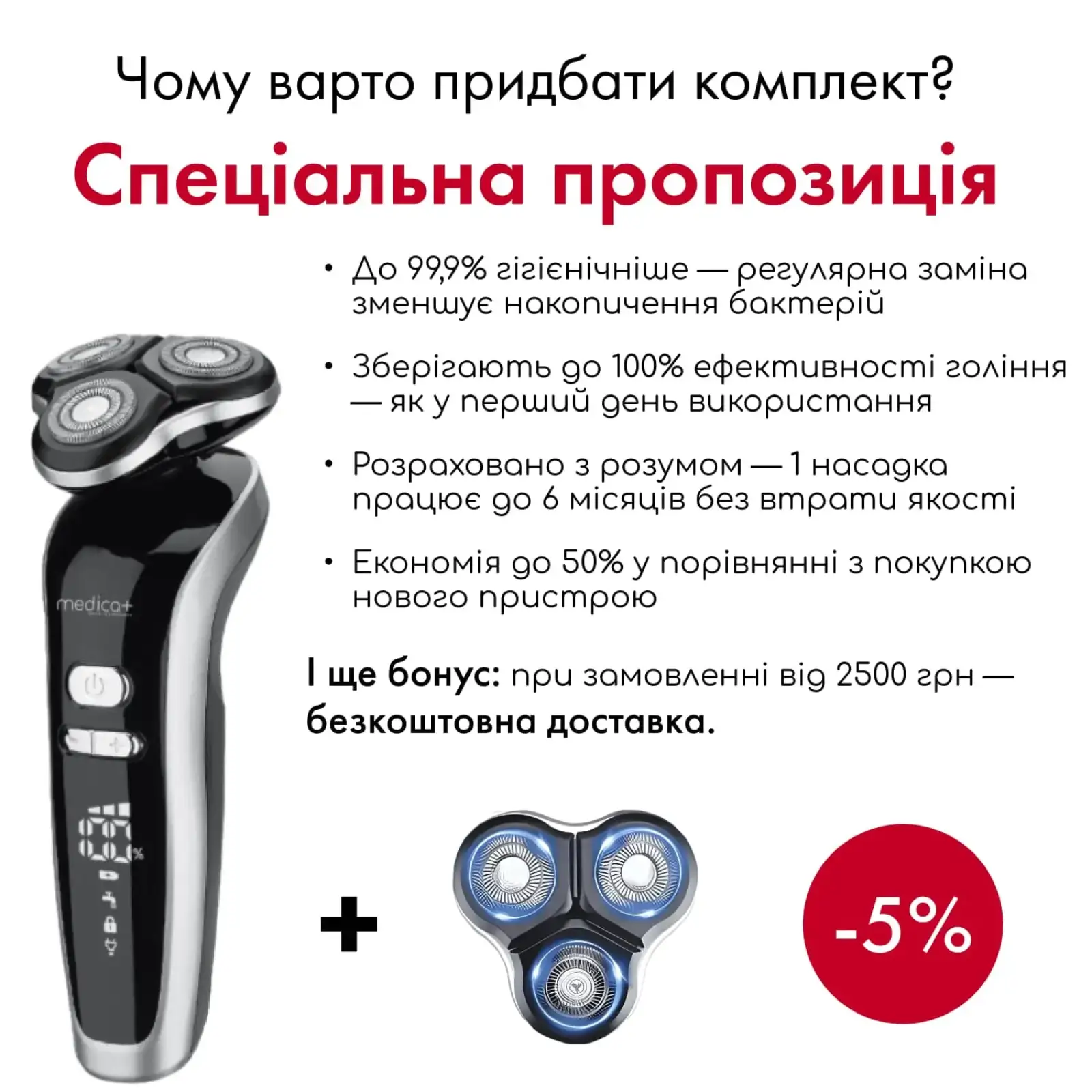 Електробритва 4в1 MEDICA+ Shaver 4v1 UA