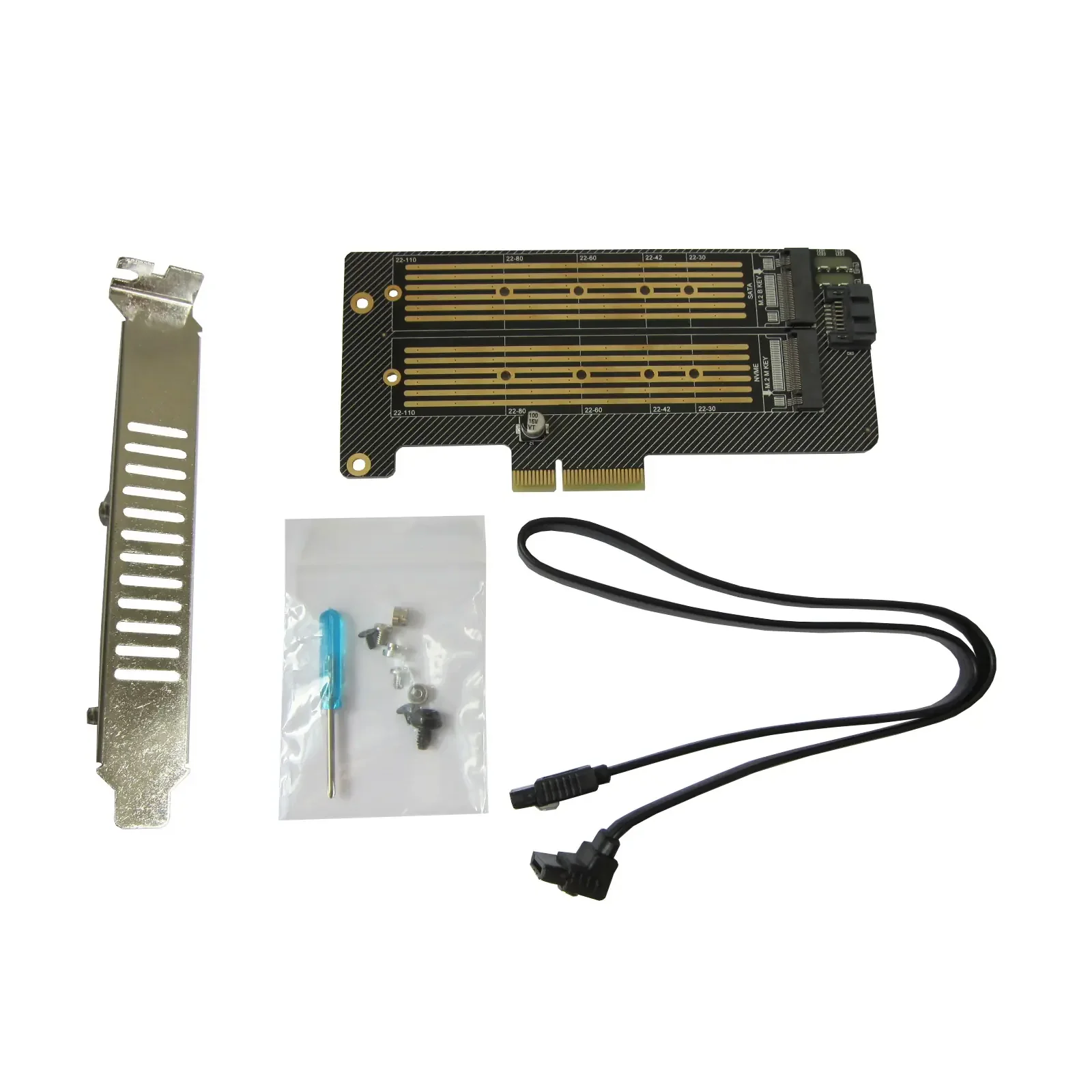 Контроллер Dynamode 2х M.2 NVMe M-Key /SATA B-key SSD to PCI-E 3.0 x4/ x8/ x16, full profile bracket (PCI-Ex4- 2xM.2 M&B-key) UA