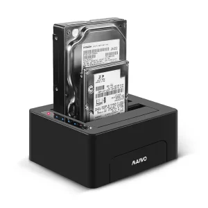 Док-станція Maiwo клонір. для 2*HDD 2,5"/3,5" SATA/SSD через USB3.0 безгвинтіве кріпл. пластик чорна (K3082) UA