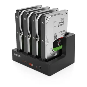 Док-станція Maiwo клонір. для 4*HDD 2,5"/3,5" SATA/SSD через USB3.0 безгвинтіве кріпл. пластик чорна (K3094A) UA