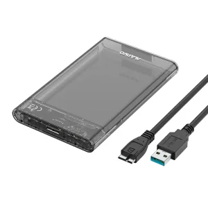 Кишеня Maiwo зовн.для 2.5" SATA/SSD HDD - USB3.0, безгвинт.засувне кріпл. пласт.прозора чорна (K2510B) UA