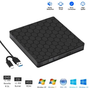 Зовнішній оптичний привід Maiwo DVD±R/RW, CD-RW, USB 3.0 Type-A/Type-C записуючий, пластик (K529) UA