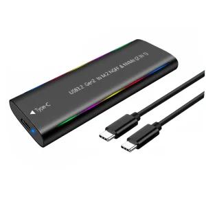 Кишеня Dynamode зовн. для M.2 SSD NVMe/SATA combo ч-з USB3.2 GEN2 Type-C безгвинт. алюм. чорна (DM-CAD-SSD10) UA