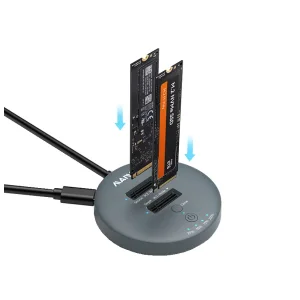 Док-станція Maiwo клонір. для 2*NVMe M.2 SSD ч-з USB3.2 Gen2 Type-C до 10 Гбіт/с, безгвінтова, сіра (K3026P2 grey) UA