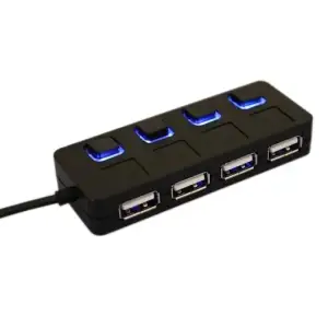Хаб USB Lapara 4 порти USB 2.0 з 4-ма вимикачами ON/OFF для кожного порту, чорний (LA-SLED4 black) UA