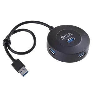 Хаб Maiwo USB Type-A to 4х USB3.0-порта, кабель 30 см, круглый, пластик, без БП, черный (KH304-A) UA