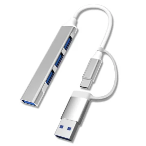 Хаб Dynamode USB Type-C/Type-A to 1х USB3.0, 3x USB 2.0, метал, сріблястий (DM-UH-311AC) UA