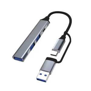 Хаб Dynamode USB Type-C/Type-A на 4 порти: 1х USB3.0-C, 1х USB3.0-A, 2x USB 2.0-A, метал,темно-сірий (DM-UH-314AC) UA