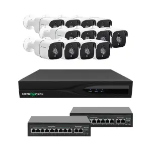 Комплект відеоспостереження на 12 камер GV-IP-K-W89/12 5MP GreenVision UA