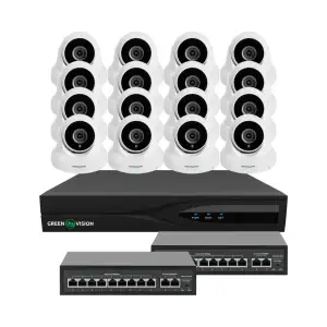 Комплект відеоспостереження на 16 камер GV-IP-K-W83/16 5MP GreenVision UA