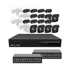 Комплект відеоспостереження на 16 камер GV-IP-K-W88/16 5MP GreenVision UA