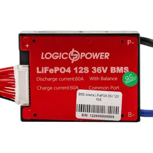 BMS плата LiFePO4 36V 12S Dis 60A Ch 30A LogicPower UA