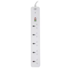 Сетевой фильтр (удлинитель) LP (5x230V-2500W, 1xUSB-38W/PD/QC3.0, 1xType-C 20W, 1xUSB 18W) LogicPower UA