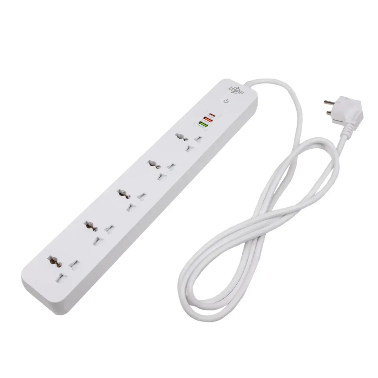 Сетевой фильтр (удлинитель) LP (5x230V-2500W, 1xUSB-38W/PD/QC3.0, 1xType-C 20W, 1xUSB 18W) LogicPower UA