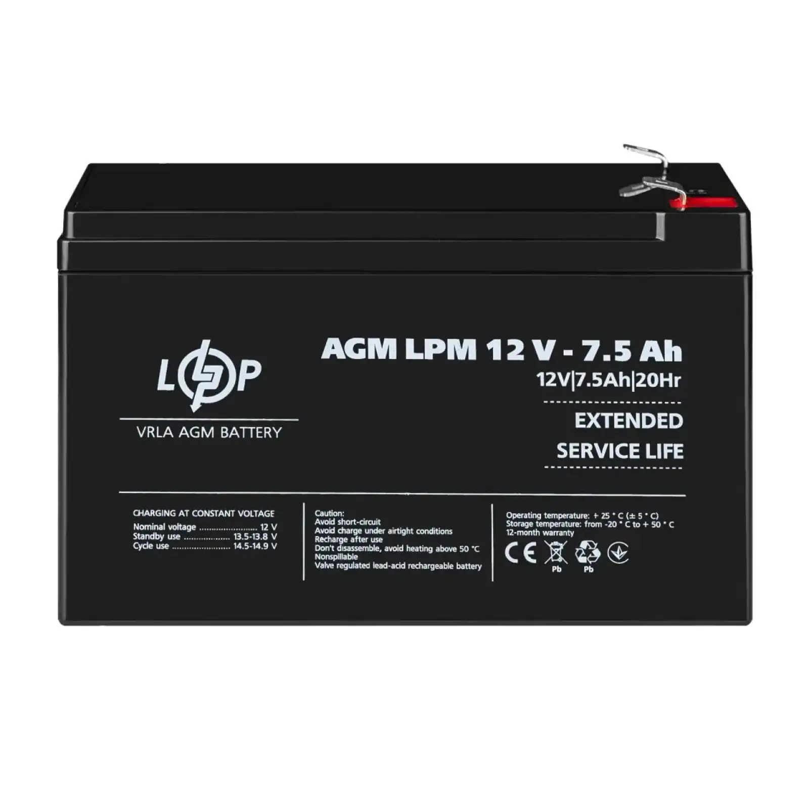 Аккумулятор AGM LPM 12V - 7.5 Ah LogicPower UA