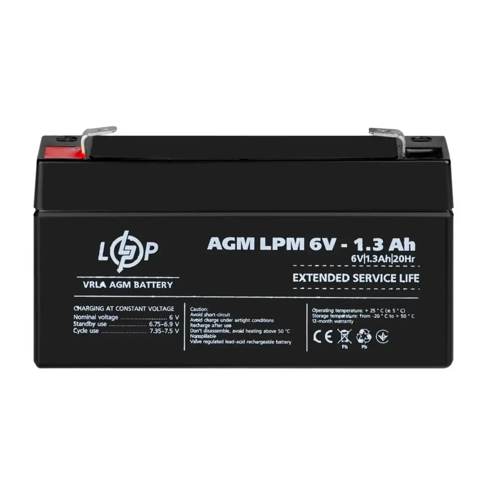Аккумулятор AGM LPM 6V - 1.3 Ah LogicPower UA