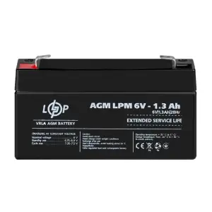 Аккумулятор AGM LPM 6V - 1.3 Ah LogicPower UA