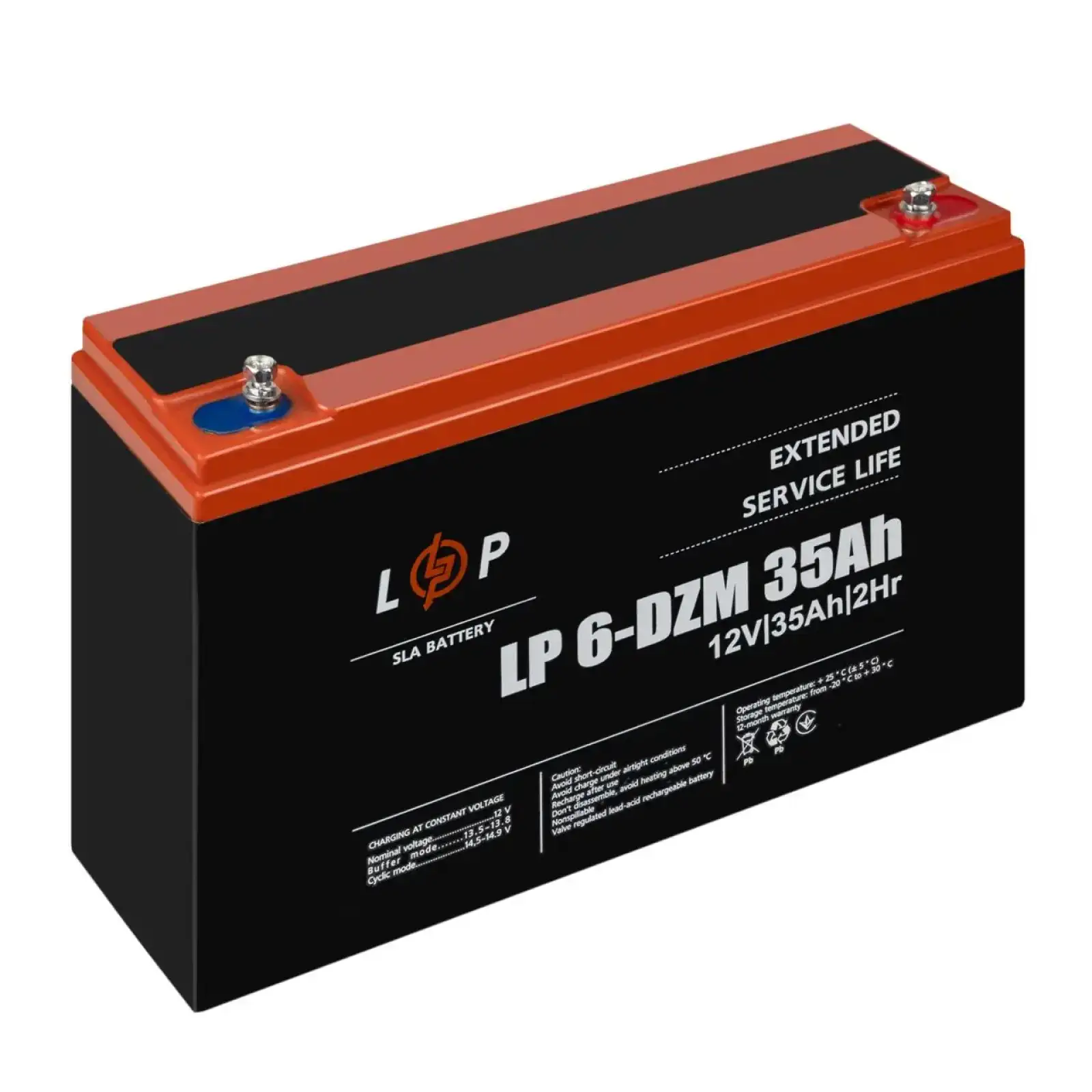 Тяговый свинцово-кислотный AGM аккумулятор LP 6-DZM-35 Ah LogicPower UA