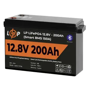 Аккумулятор LP LiFePO4 12V (12,8V) - 200 Ah (2560Wh) (Smart BMS 150А) с BT пластик Уценка LogicPower UA