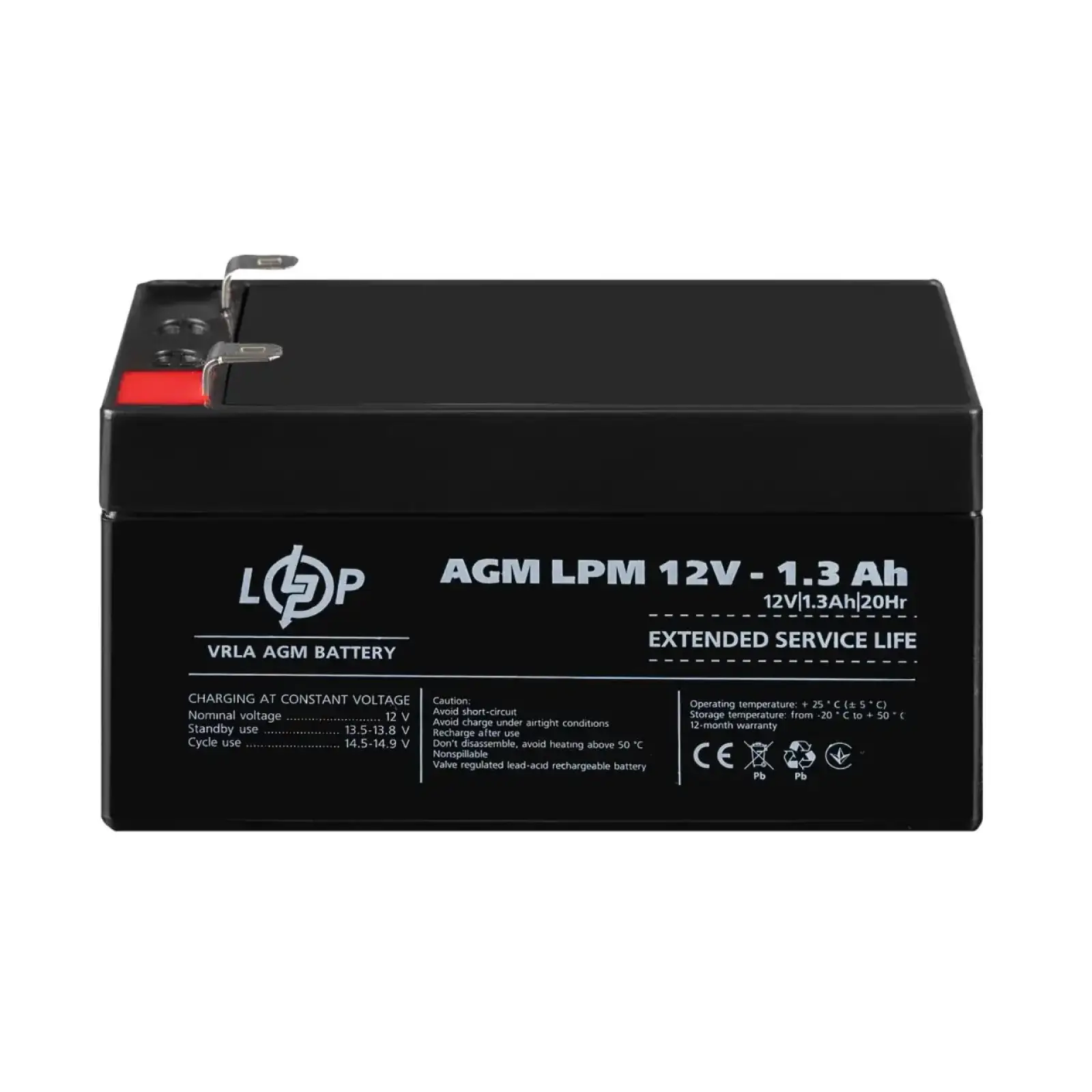 Аккумулятор AGM LPM 12V - 1.3 Ah LogicPower UA