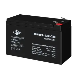 Тяговий свинцево-кислотний AGM акумулятор LP 6-DZM-7 Ah LogicPower UA