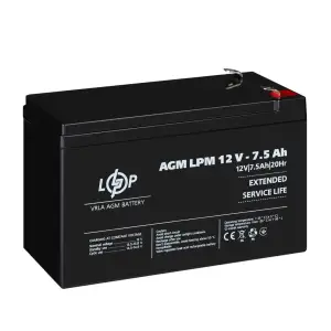 Аккумулятор AGM LPM 12V - 7.5 Ah LogicPower UA
