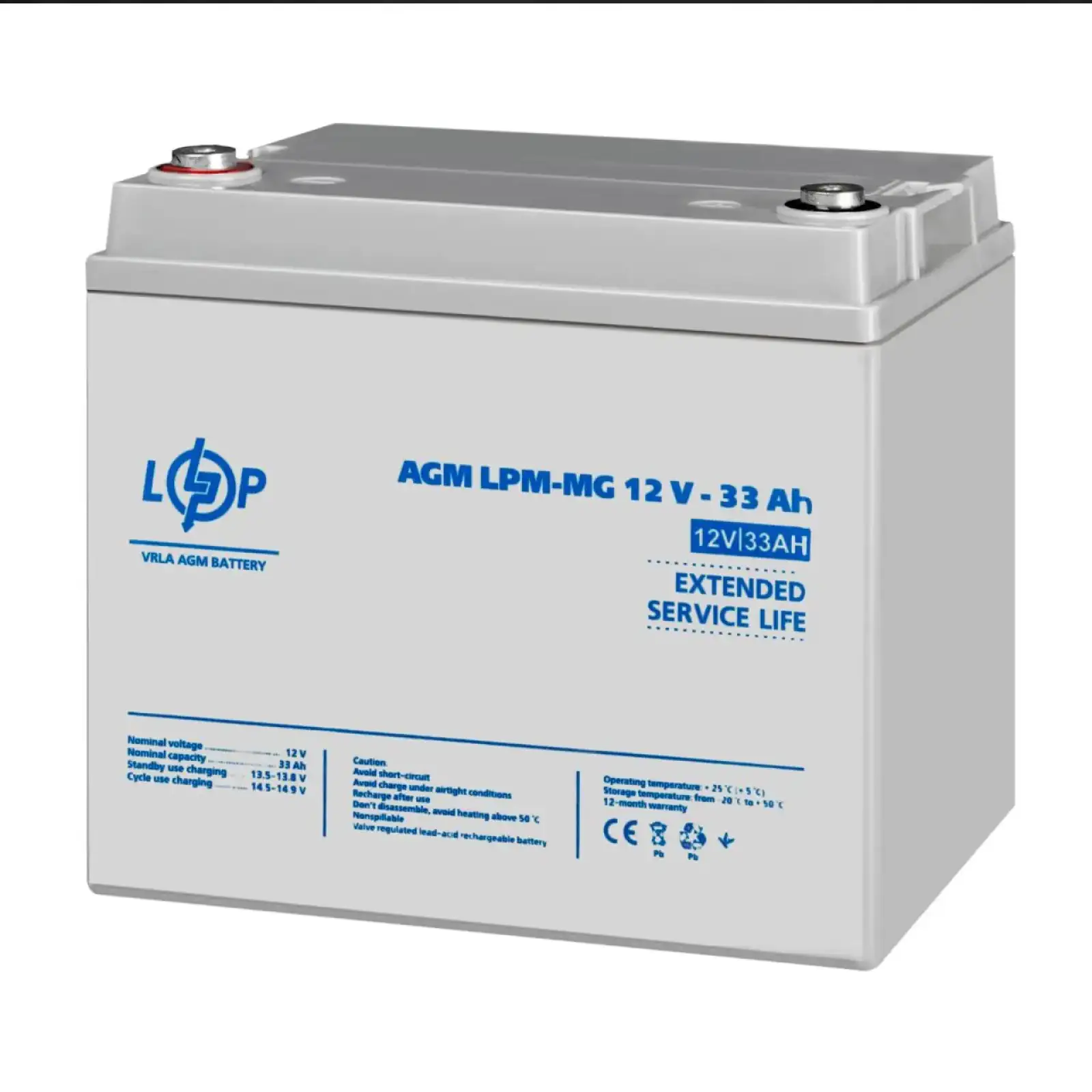 Аккумулятор мультигелевый LPM-MG 12V - 33 Ah Уценка 04.2025 LogicPower UA