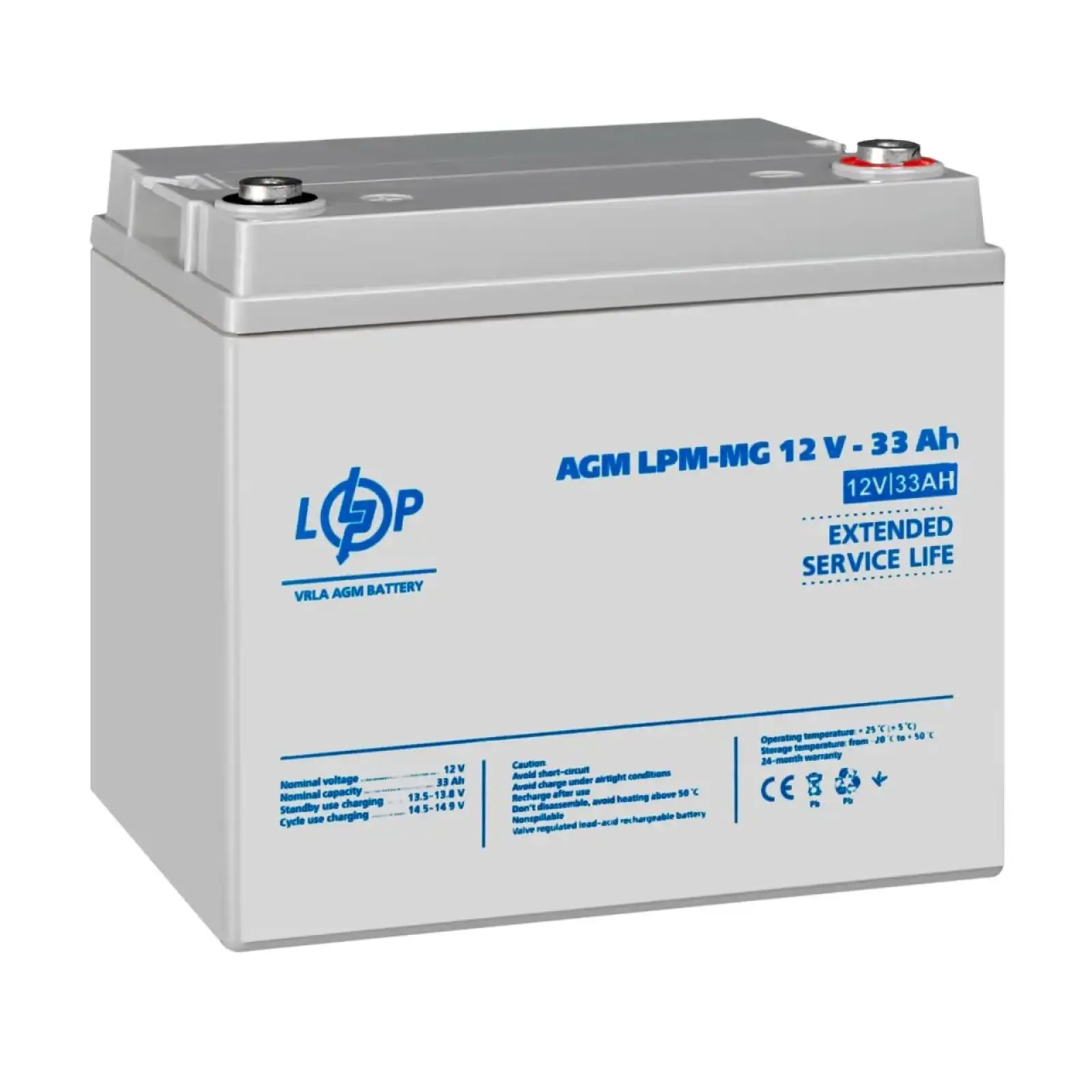 Аккумулятор мультигелевый LPM-MG 12V - 33 Ah + справа LogicPower UA