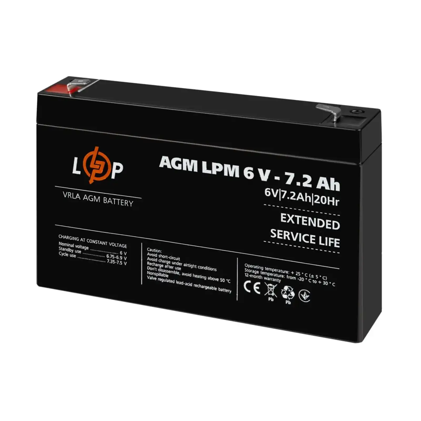 Аккумулятор AGM LPM 6V - 7.2 Ah LogicPower UA