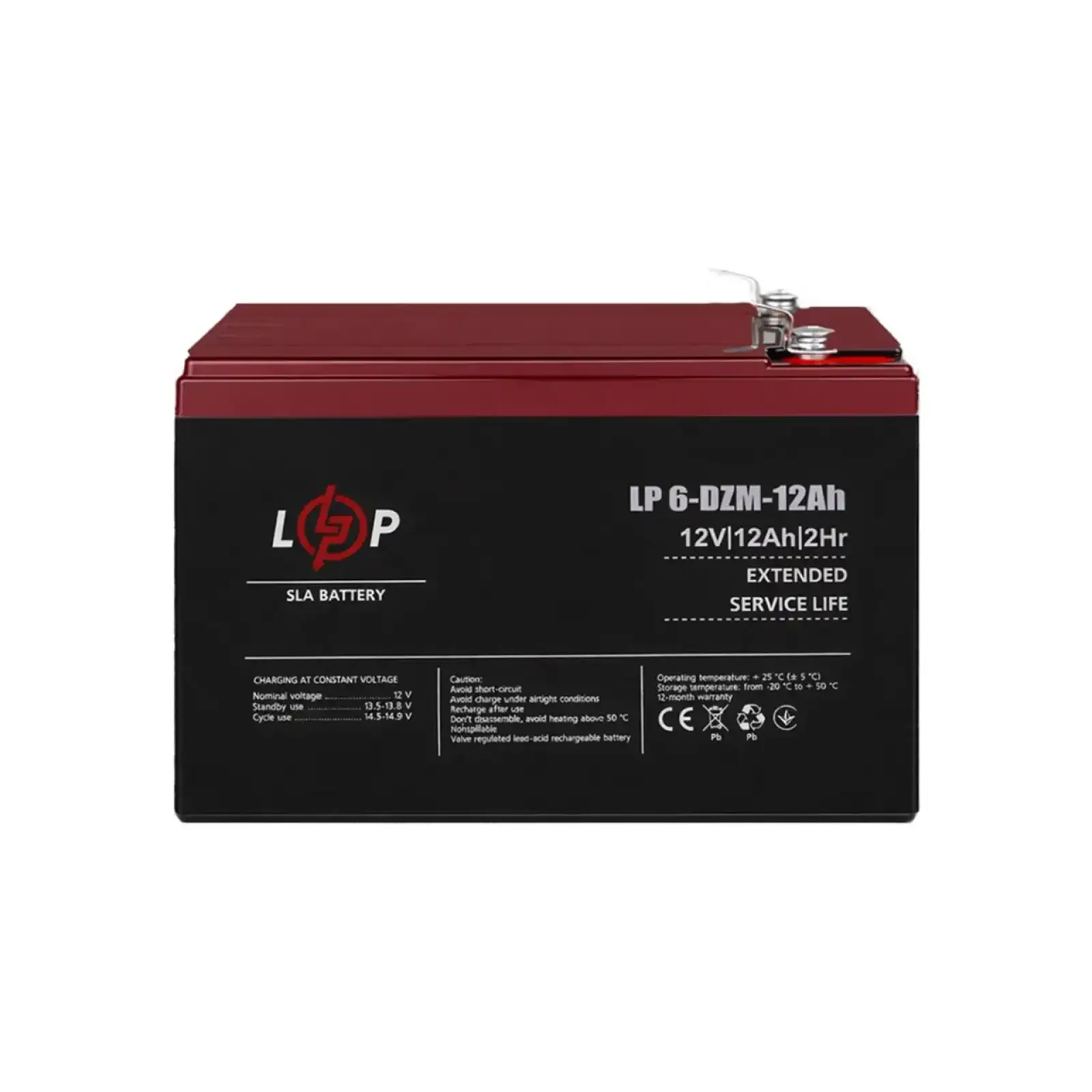 Тяговый свинцово-кислотный AGM аккумулятор LP 6-DZM-12 Ah Уценка LogicPower UA