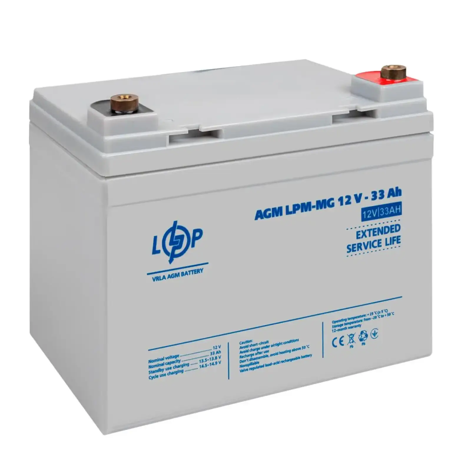 Аккумулятор мультигелевый LPM-MG 12V - 33 Ah + справа LogicPower UA