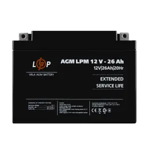 Аккумулятор AGM LPM 12V - 26 Ah LogicPower UA
