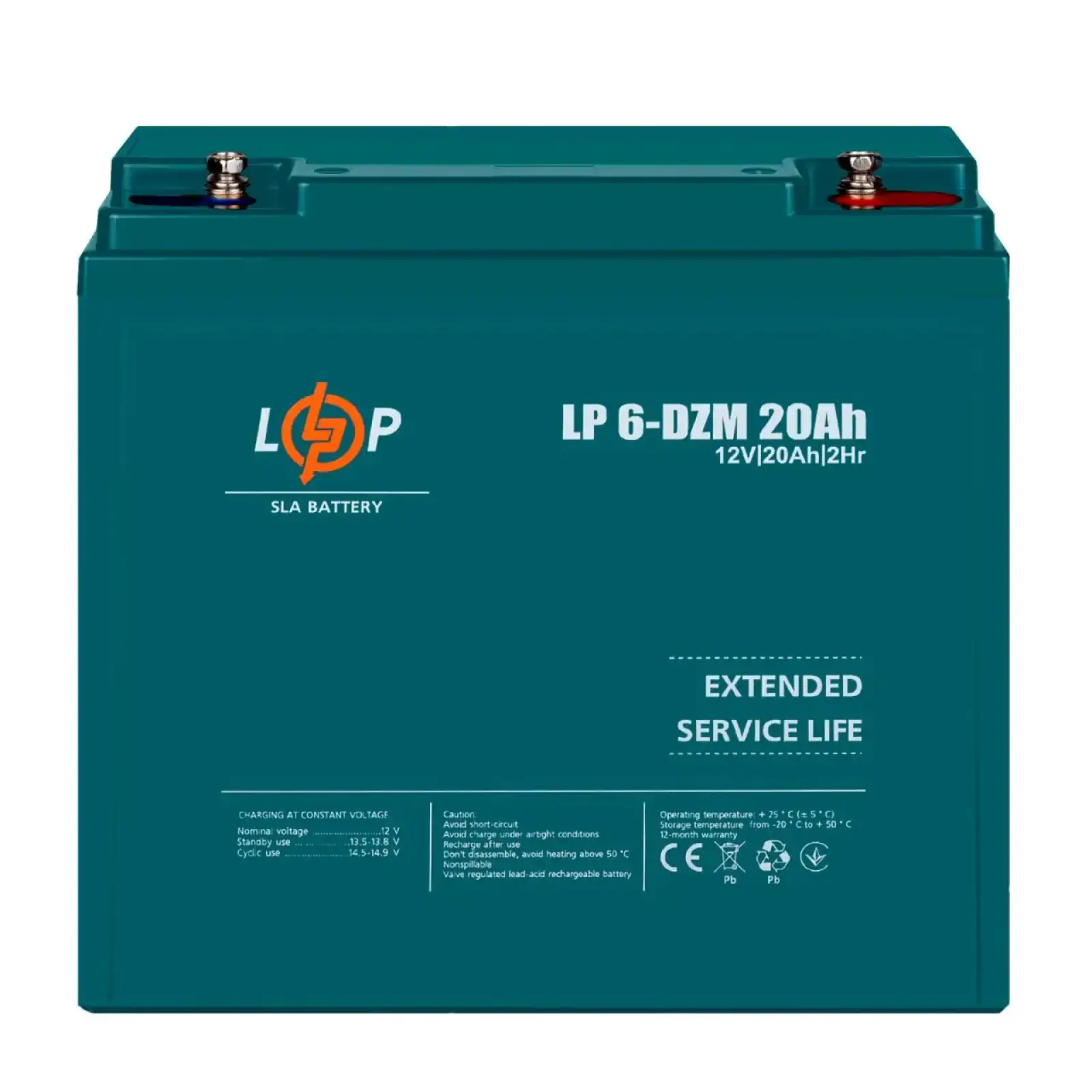 Тяговый свинцово-кислотный AGM аккумулятор LP 6-DZM-20 Ah LogicPower UA