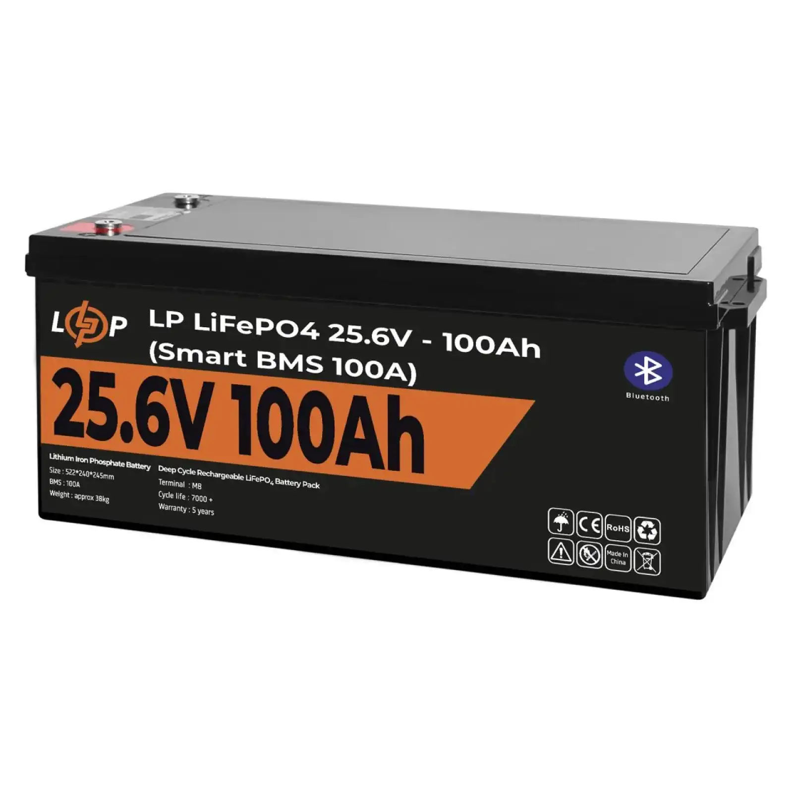 Акумулятор LP LiFePO4 24V (25,6V) - 100 Ah (2560Wh) (Smart BMS 100А) с BT пластик LogicPower UA