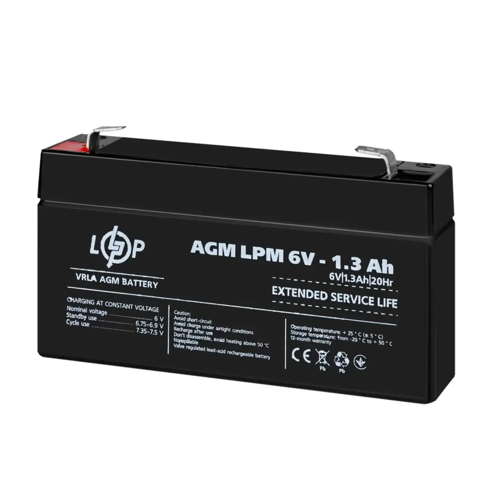 Аккумулятор AGM LPM 6V - 1.3 Ah LogicPower UA