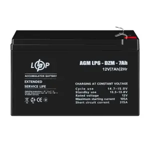 Тяговий свинцево-кислотний AGM акумулятор LP 6-DZM-7 Ah LogicPower UA