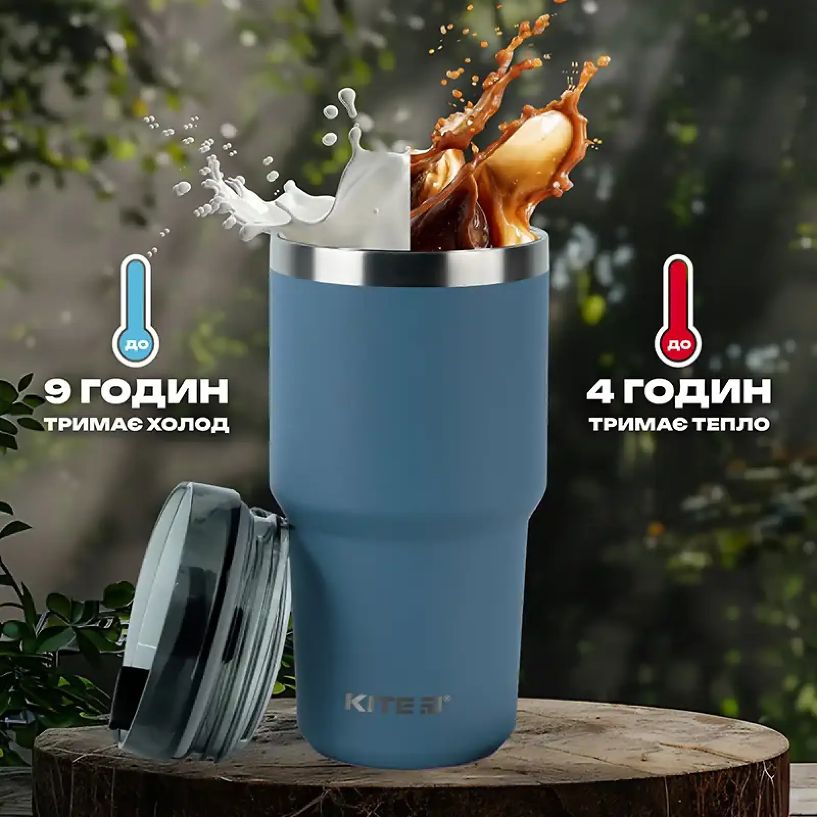 Термокружка 600 мл, сіра KITE K24-1206-3