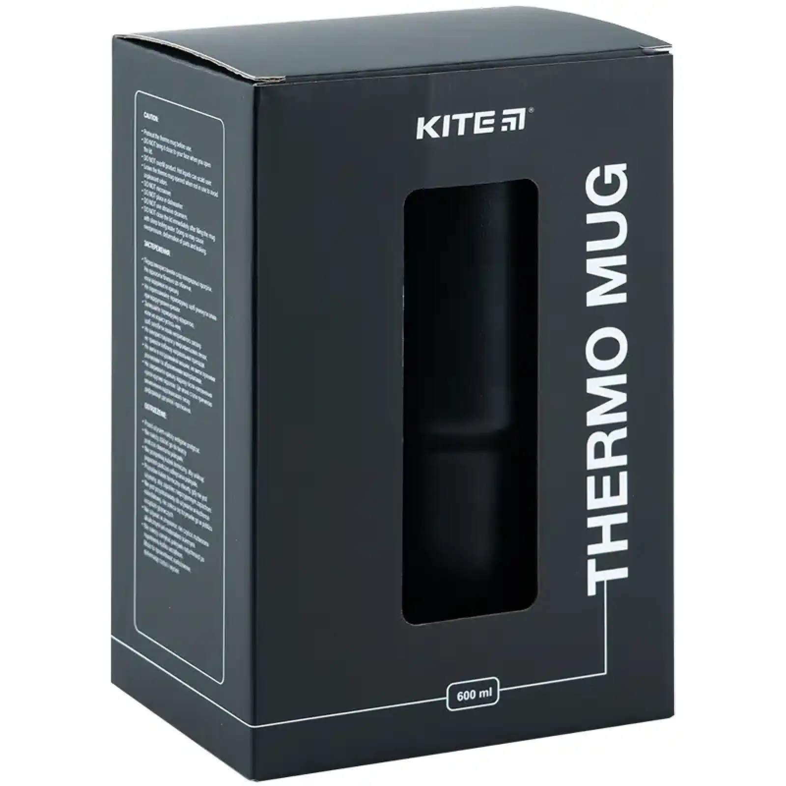 Термокружка з ручкою 600 мл, чорна KITE K24-1207-1