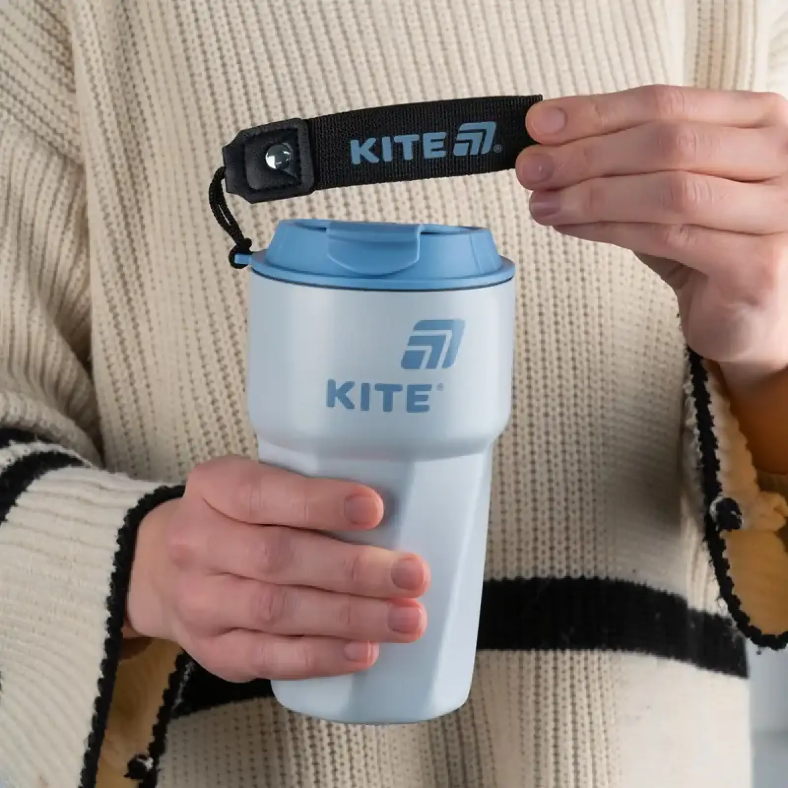 Термокружка 450 мл, сіро-блакитна KITE K25-1220-2