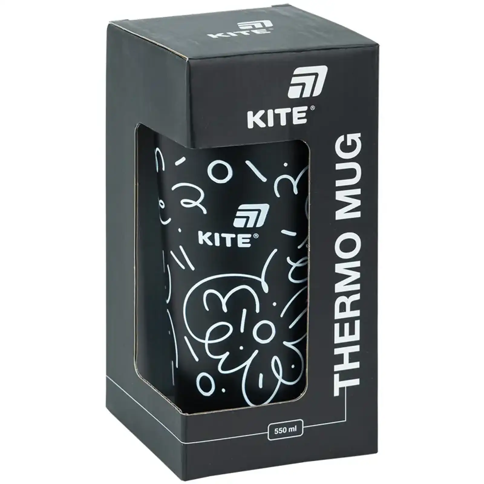 Термокружка 550 мл, чорна KITE K25-1226-1
