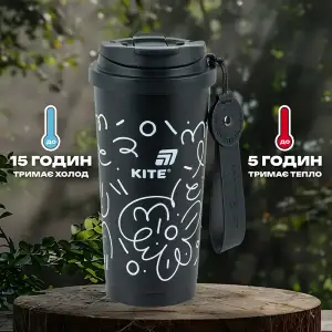 Термокружка 550 мл, чорна KITE K25-1226-1