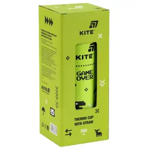 Термочашка з трубочкою, 500мл, Game over KITE K25-1264-1