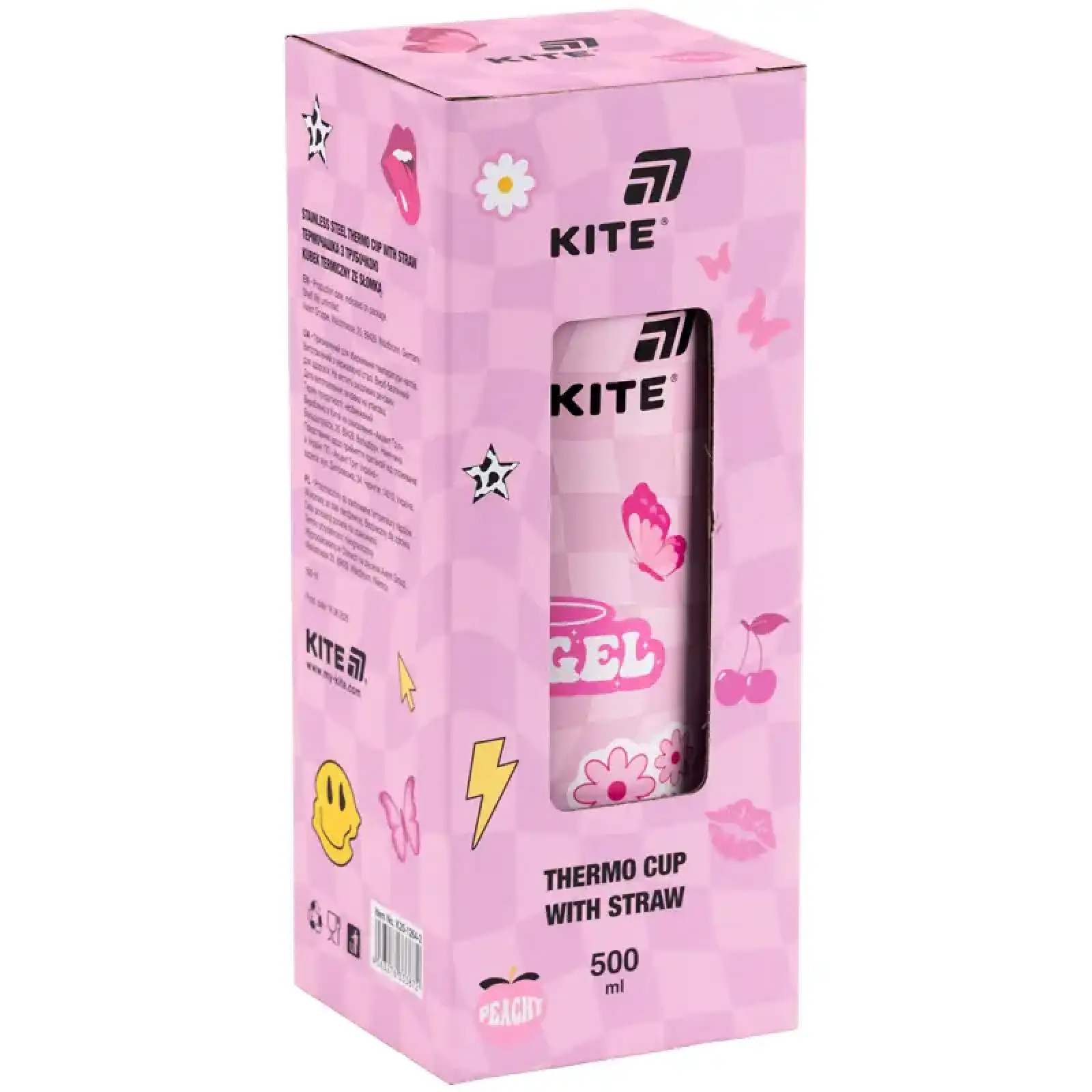 Термочашка з трубочкою, 500мл, Angel KITE K25-1264-2