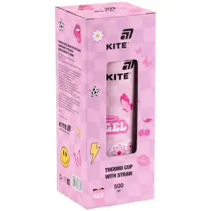 Термочашка з трубочкою, 500мл, Angel KITE K25-1264-2
