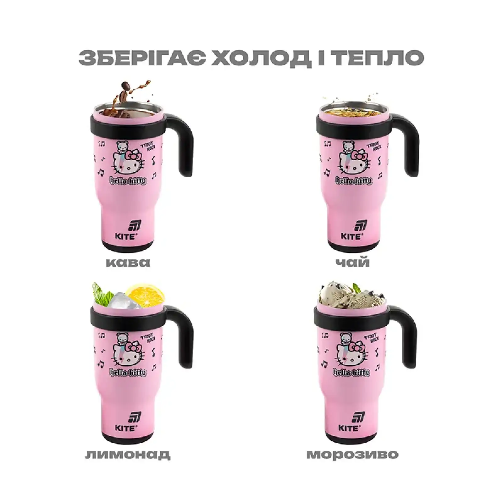 Термокружка з трубочкою, 530мл, HK KITE HK25-1266