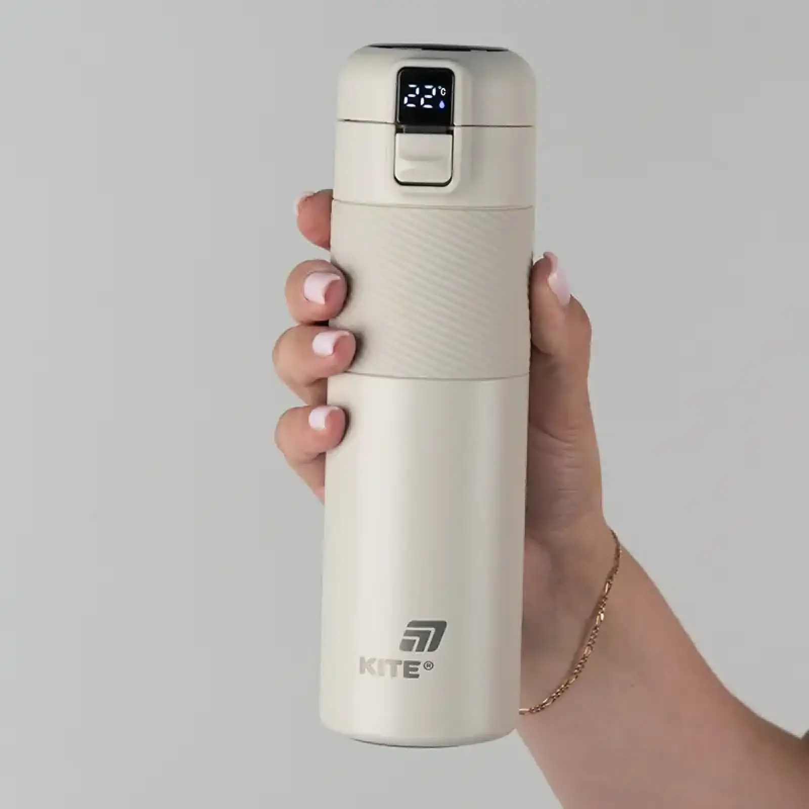 Термос з термодатчиком 450 мл, бежевий KITE K25-1227-1
