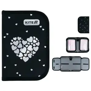 Пенал Kite 1 від., 2 відв., без наповнення 622 Black&Silver K26-622-5