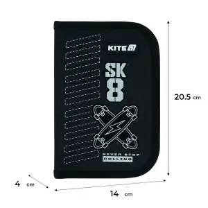Пенал Kite 1 від., 2 відв., з наповненням 622H Skate K26-622H-4