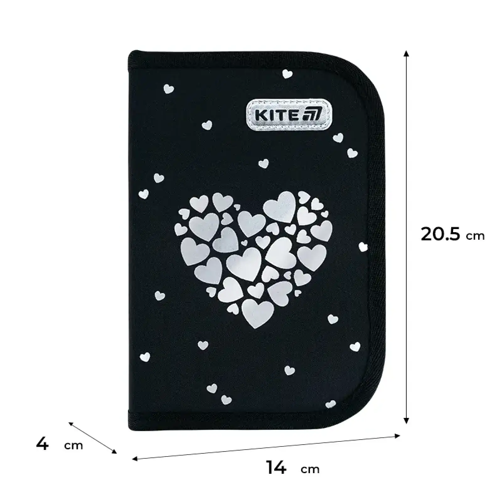 Пенал Kite 1 від., 2 відв., з наповненням 622H Black&Silver K26-622H-5