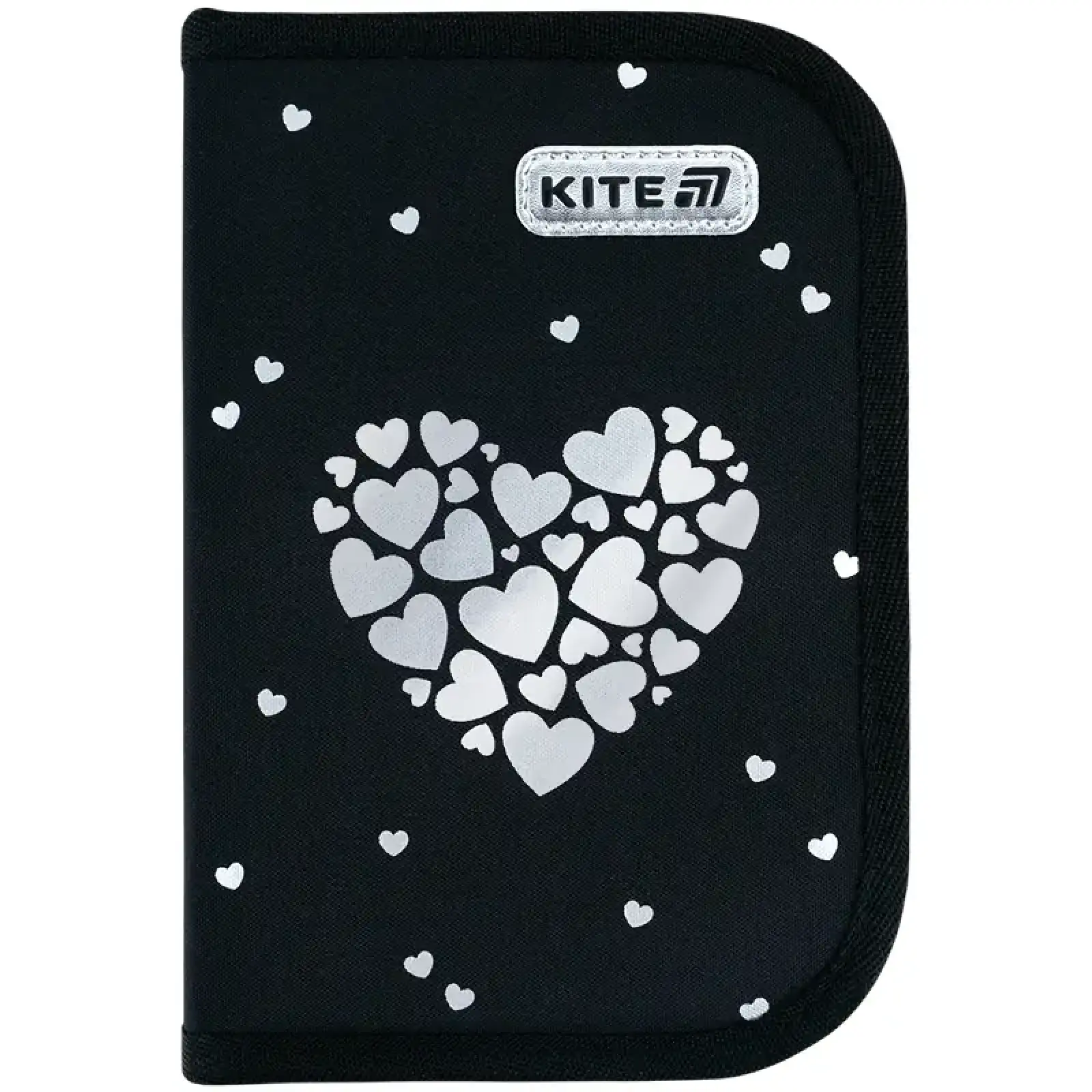 Пенал Kite 1 від., 2 відв., з наповненням 622H Black&Silver K26-622H-5